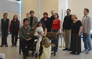 James with Marla Schaffel and cast
